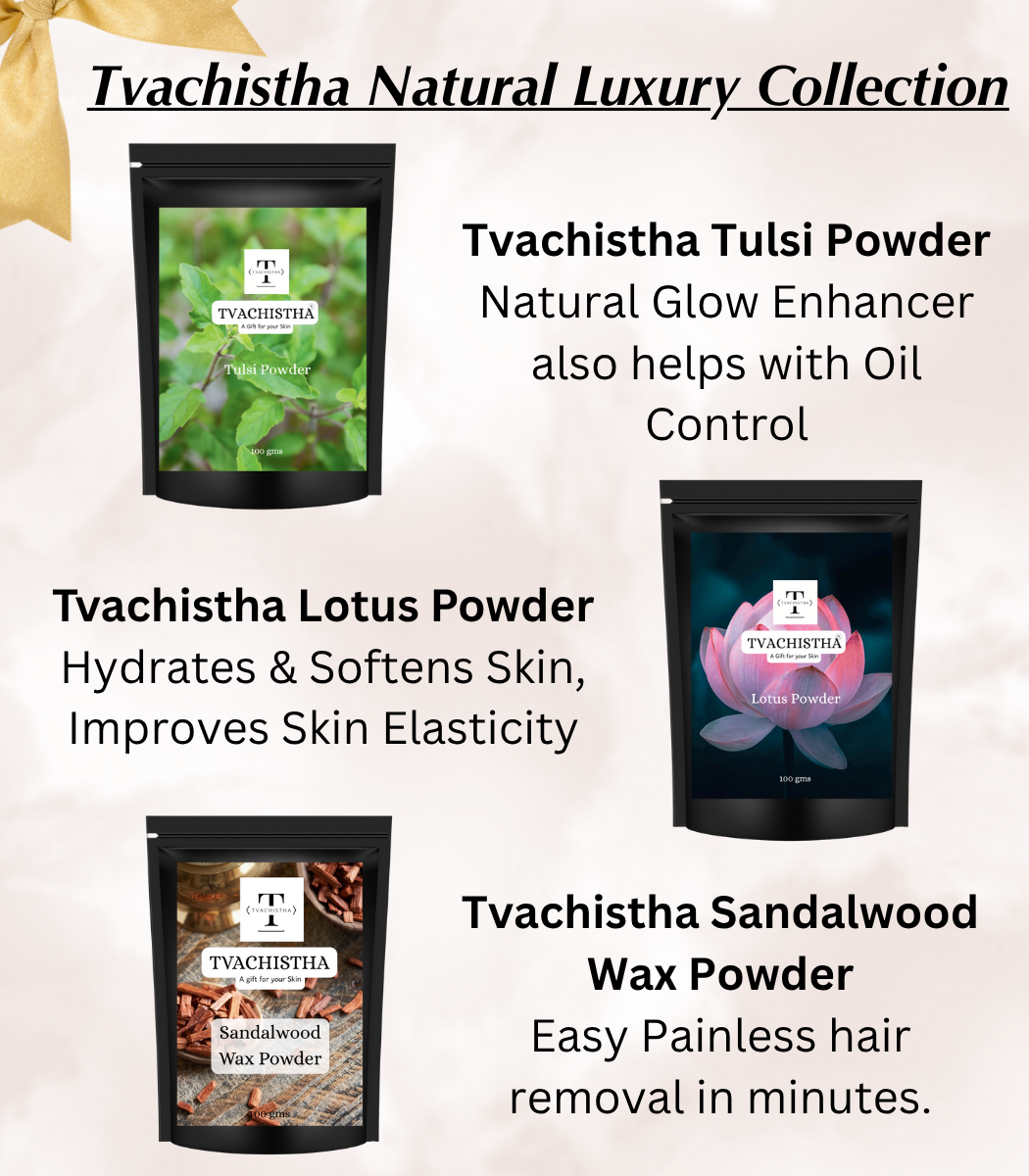 Tvachistha Natural Luxury Collection Gift Hamper | Natural Skin & Hair Care Gift Set | Herbal Powders & Essential Oils | For Women & Men | Handmade Gifting Box
