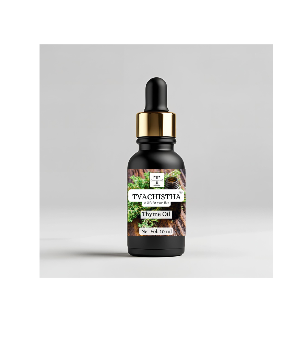 Tvachistha Organic Thyme Essential Oil 10 mL | 100% Pure | Promotes Hair Growth & Scalp Health, Reduces Dandruff, Clears Acne & Brightens Skin