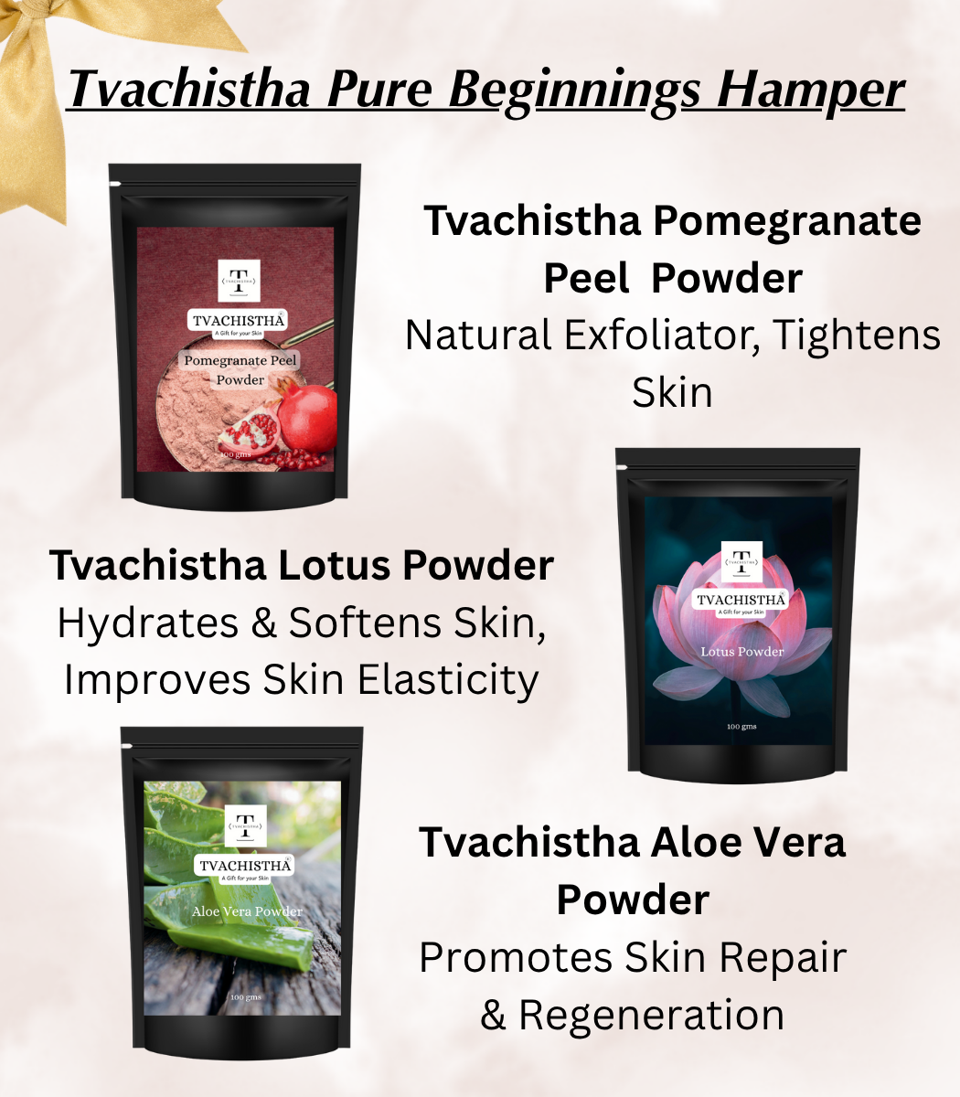 Tvachistha Pure Beginnings Hamper | Natural Skin & Hair Care Gift Set | Herbal Powders & Essential Oils | For Women & Men | Handmade Gifting Box