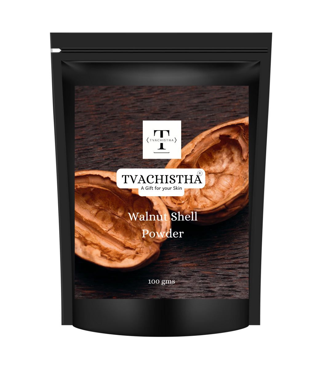 Tvachistha Walnut Shell Powder – Finest-Grain Natural Exfoliant | Biodegradable Scrub for Skin & Scalp | Clears Dead Skin, Unclogs Pores, Adds Volume & Shine