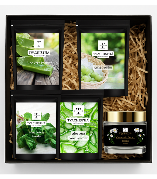 Tvachistha Detox & Nourish Premium Set Gift Hamper | Natural Skin & Hair Care Gift Set | Herbal Powders & Essential Oils | For Women & Men | Handmade Gifting Box